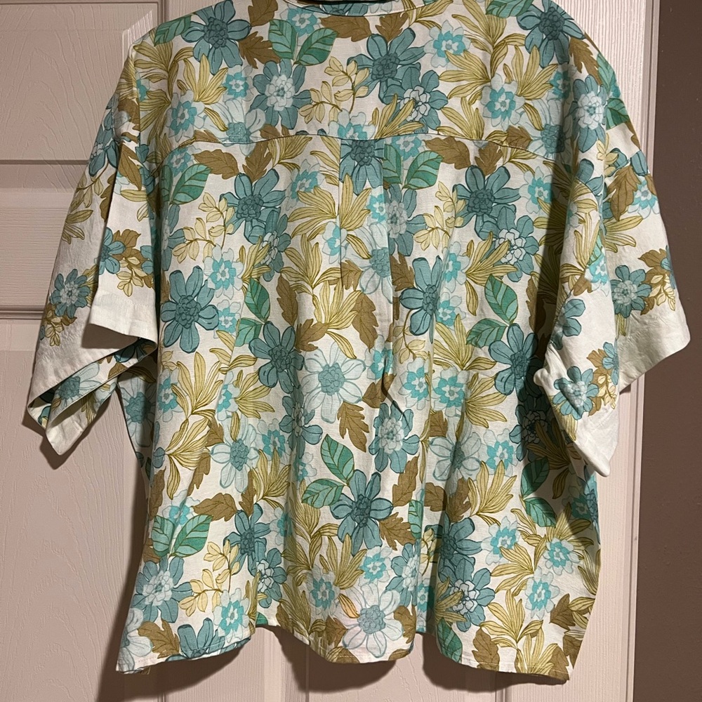 LOFT
NWT
Gardenia Linen Blend Everyday Shirt
Size XL
Blue Green Cream - Picture 4 of 4